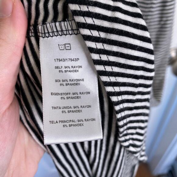 ANTHROPOLOGIE Dolan Black White Striped Knit Hi Lo Cowl Neck Maxi Dress Small - Picture 7 of 9